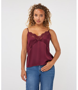 Esqualo Camisole lace satin - Merlot