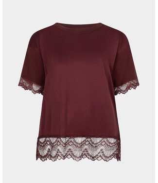 Esqualo T-shirt lace satin - Merlot