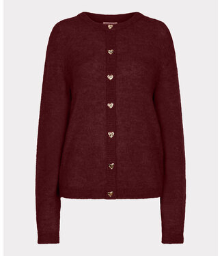 Esqualo Cardigan closed placket fancy buttons - Merlot