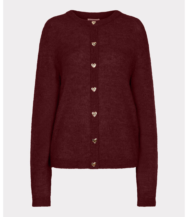 Esqualo Cardigan closed placket fancy buttons - Merlot