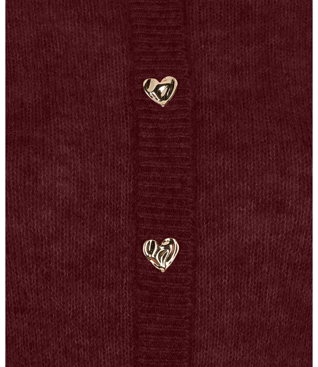 Esqualo Cardigan closed placket fancy buttons - Merlot