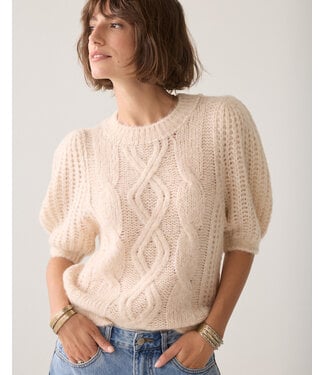 Summum Woman Puff sleeve sweater Cozy cable knit