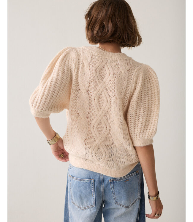 Summum Woman Puff sleeve sweater Cozy cable knit