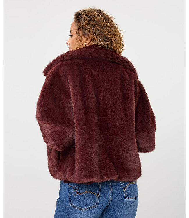 Esqualo Coat poncho fake fur - Merlot