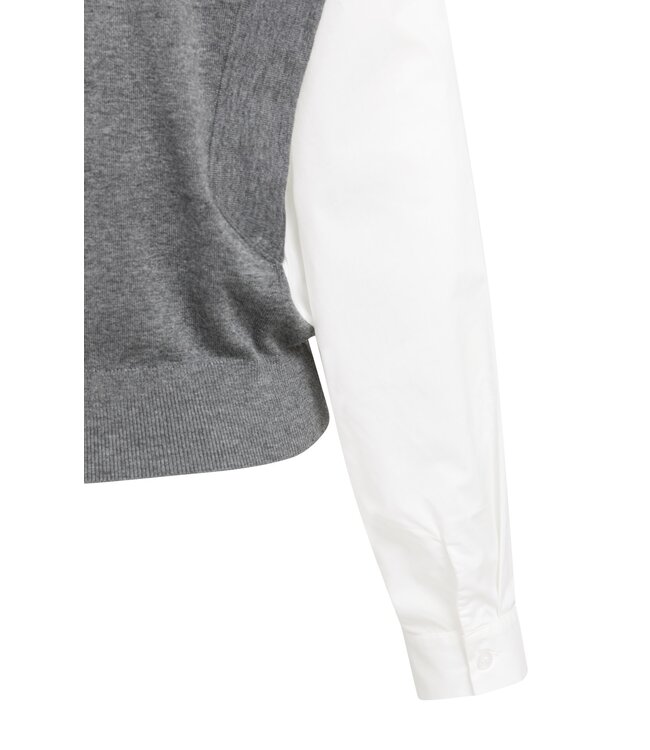YAYA Knitted sweater with woven sleeves - GREY MELANGE