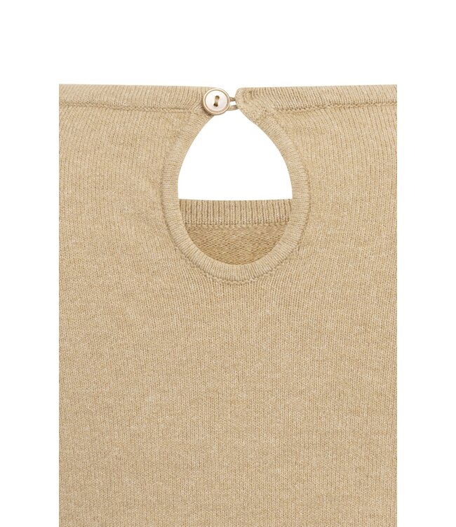 YAYA Fine yarn sweater with ruffle woven cuffs - CORNSTALK BROWN MELANGE