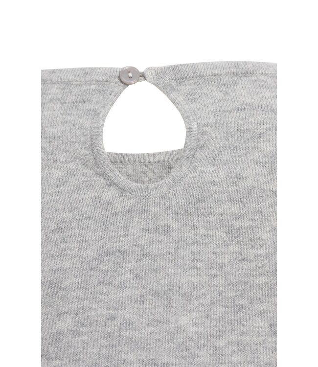 YAYA Fine yarn sweater with ruffle woven cuffs - MEDIUM GREY MELANGE