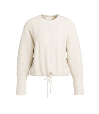 YAYA Rib batwing sweater with cord - OFF WHITE MELANGE