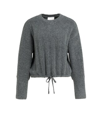 YAYA Rib batwing sweater with cord - GREY MELANGE