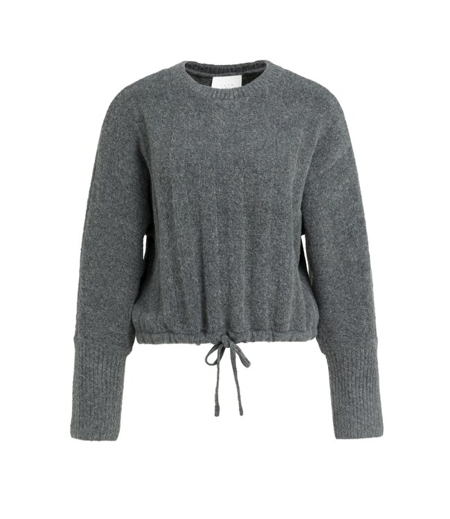 YAYA Rib batwing sweater with cord - GREY MELANGE
