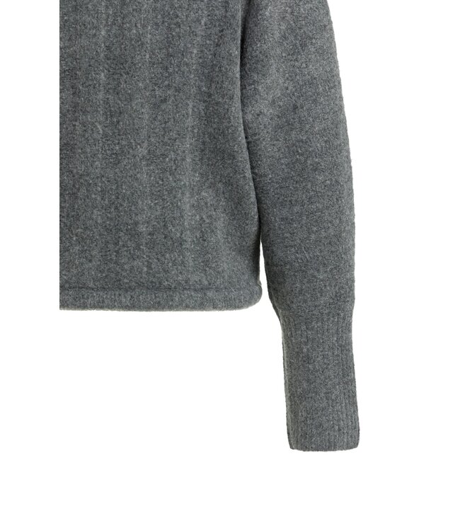 YAYA Rib batwing sweater with cord - GREY MELANGE
