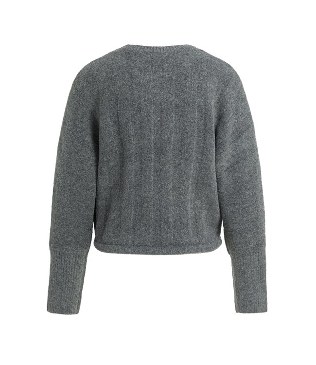 YAYA Rib batwing sweater with cord - GREY MELANGE