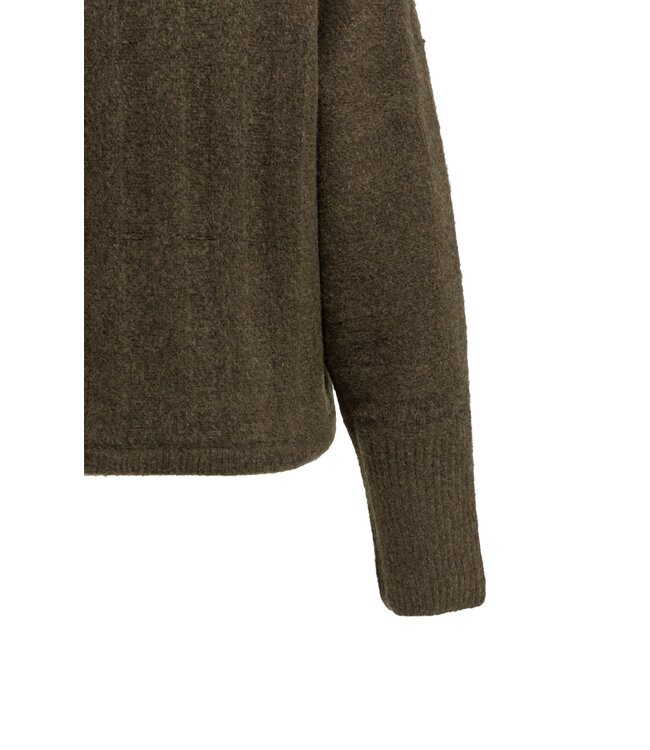 YAYA Rib batwing sweater with cord - SLATE BLACK BROWN MELANGE