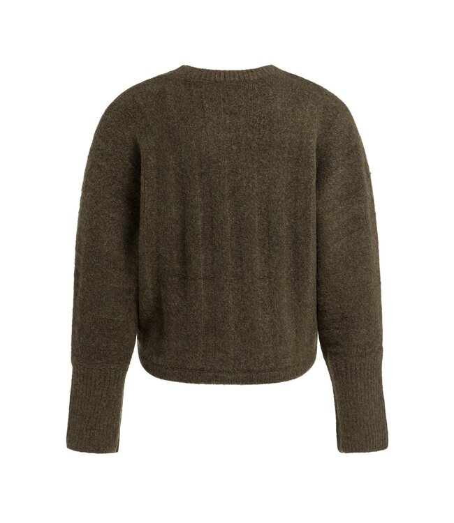 YAYA Rib batwing sweater with cord - SLATE BLACK BROWN MELANGE