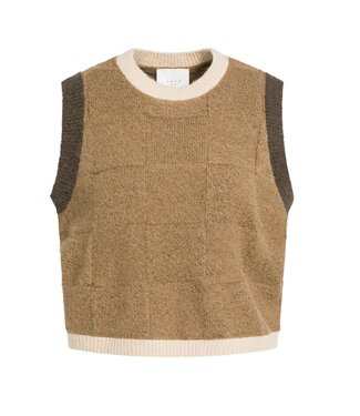 YAYA Spencer with check textured - OTTER BROWN DESSIN