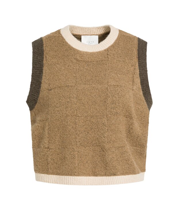 YAYA Spencer with check textured - OTTER BROWN DESSIN