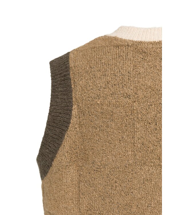 YAYA Spencer with check textured - OTTER BROWN DESSIN