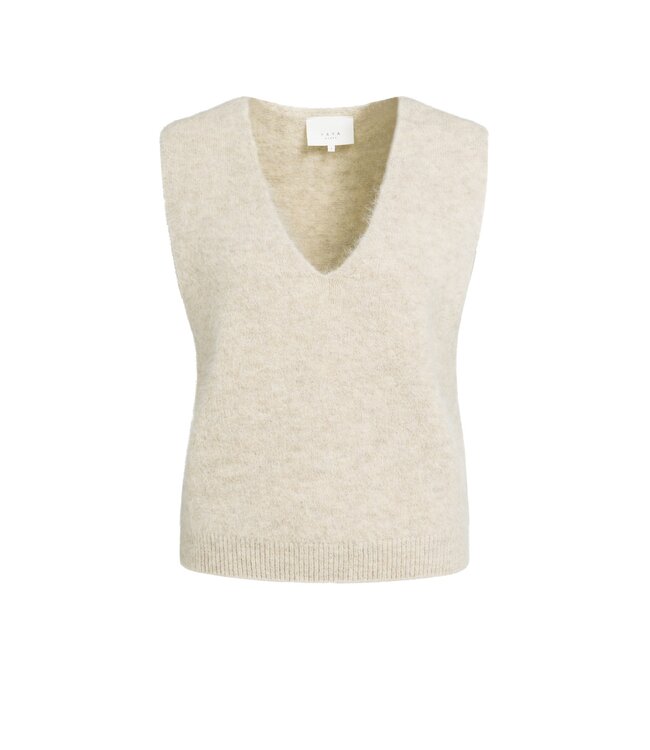 YAYA Spencer with deep v-neck - LIGHT BEIGE MELANGE