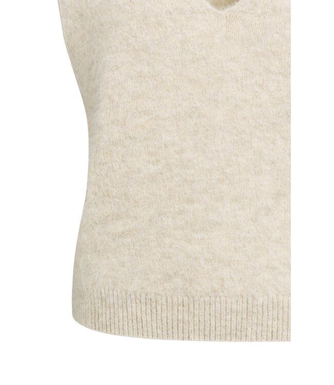 YAYA Spencer with deep v-neck - LIGHT BEIGE MELANGE