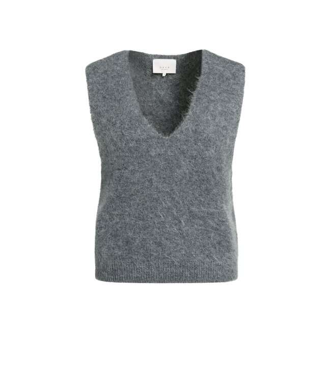 YAYA Spencer with deep v-neck - GREY MELANGE