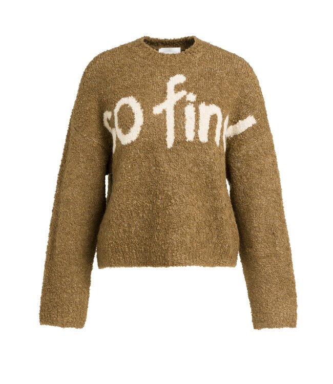 YAYA Knitted sweater with artwork - OTTER BROWN DESSIN