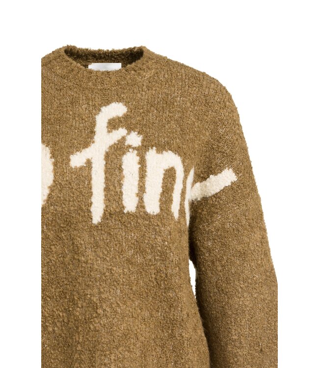 YAYA Knitted sweater with artwork - OTTER BROWN DESSIN