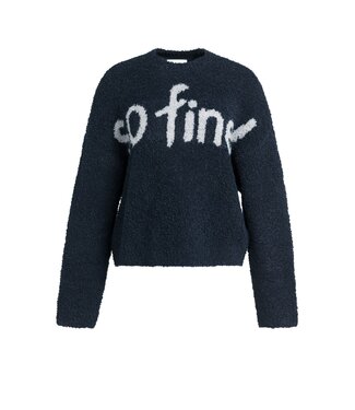 YAYA Knitted sweater with artwork - CAT BLACK DESSIN