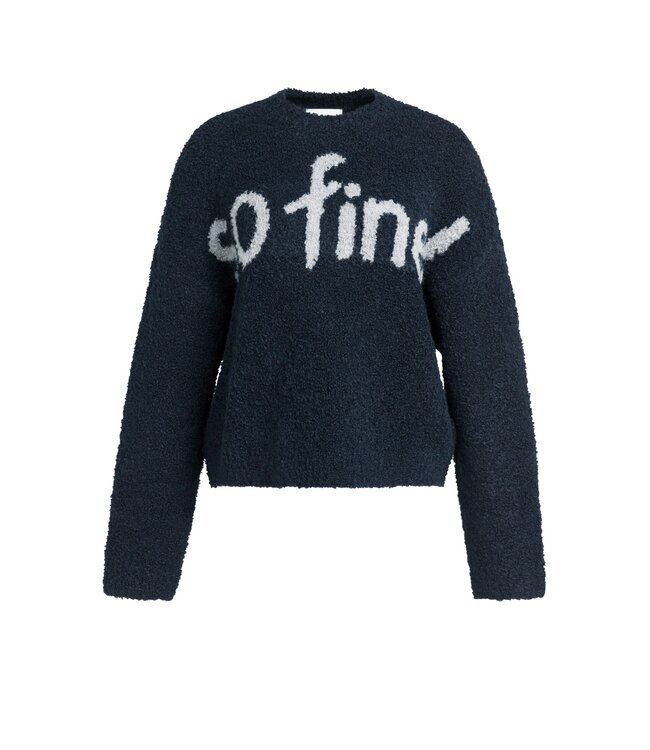 YAYA Knitted sweater with artwork - CAT BLACK DESSIN