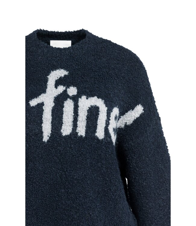 YAYA Knitted sweater with artwork - CAT BLACK DESSIN