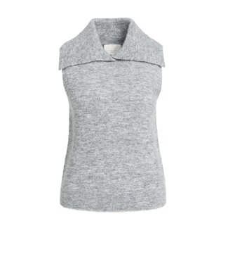 YAYA Sleeveless sweater with collar - MEDIUM GREY MELANGE