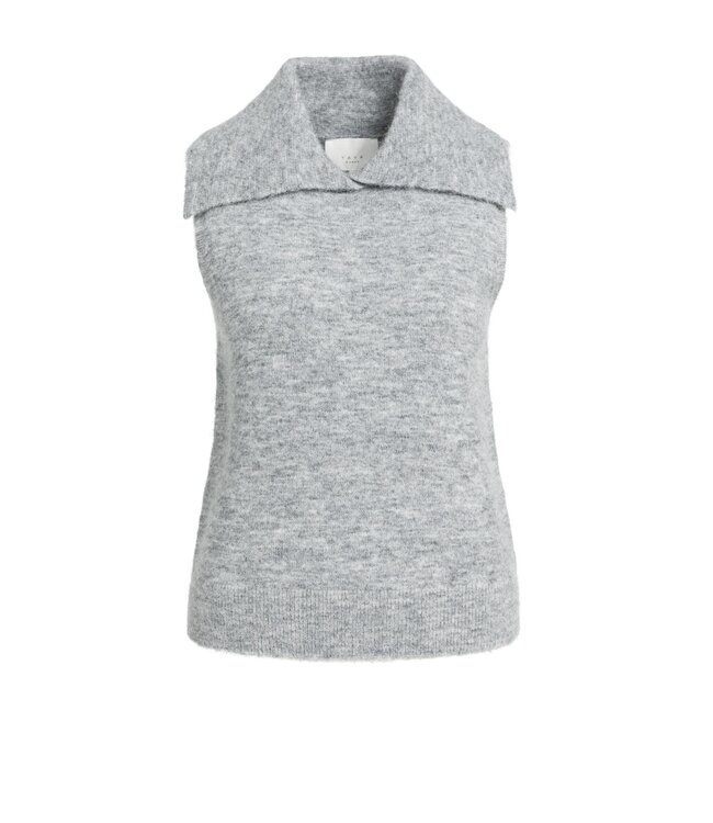 YAYA Sleeveless sweater with collar - MEDIUM GREY MELANGE