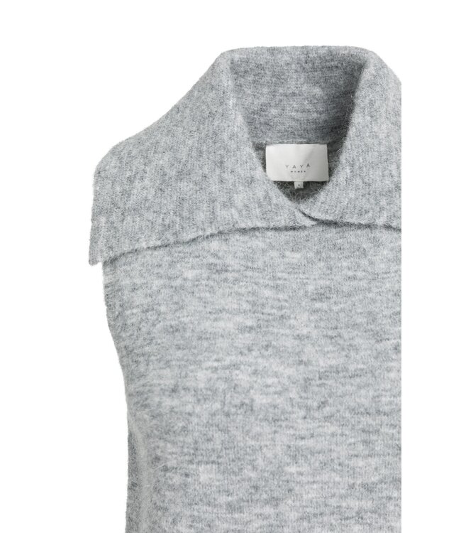 YAYA Sleeveless sweater with collar - MEDIUM GREY MELANGE