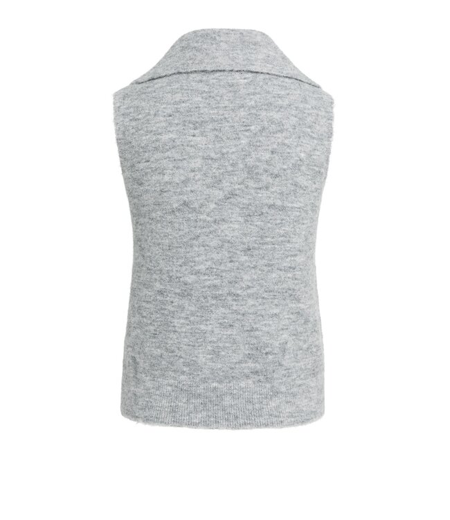 YAYA Sleeveless sweater with collar - MEDIUM GREY MELANGE