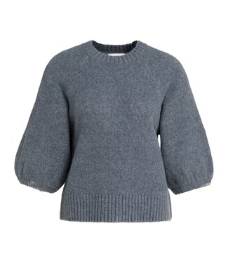 YAYA Sweater with textured sleeves - ARCTIC SEAL GREY MELANGE