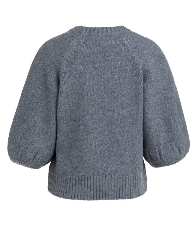 YAYA Sweater with textured sleeves - ARCTIC SEAL GREY MELANGE