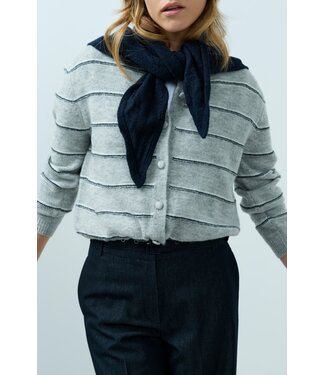 YAYA Knitted striped cardigan long sleeve - MEDIUM GREY MELANGE