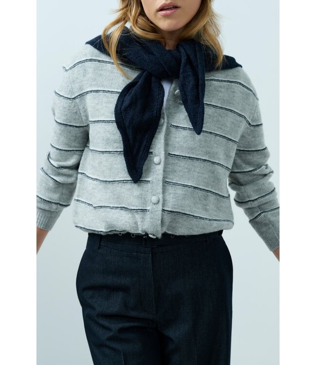 YAYA Knitted striped cardigan long sleeve - MEDIUM GREY MELANGE