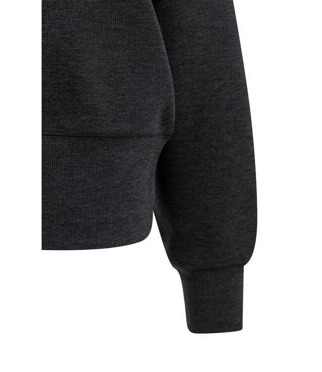 YAYA Raglan sweatshirt with fine rib texture and crew neck - HOLE BLACK MELANGE