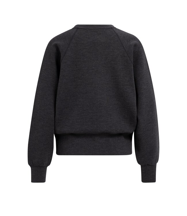YAYA Raglan sweatshirt with fine rib texture and crew neck - HOLE BLACK MELANGE