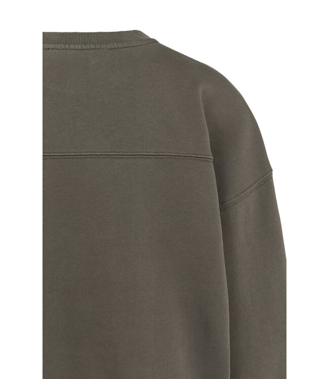 YAYA Washed sweatshirt with balloon sleeve - SLATE BLACK BROWN