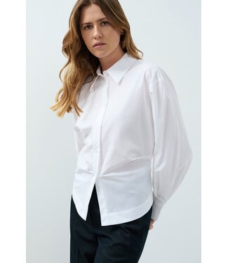 YAYA Blouse with waist accent and back pleats - PURE WHITE
