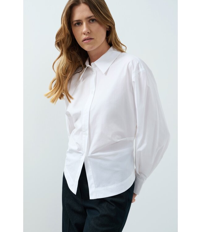 YAYA Blouse with waist accent and back pleats - PURE WHITE