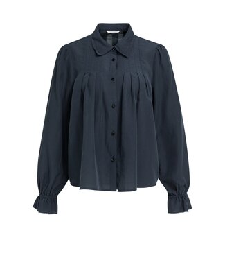 YAYA Sheer pleated blouse - CAT BLACK