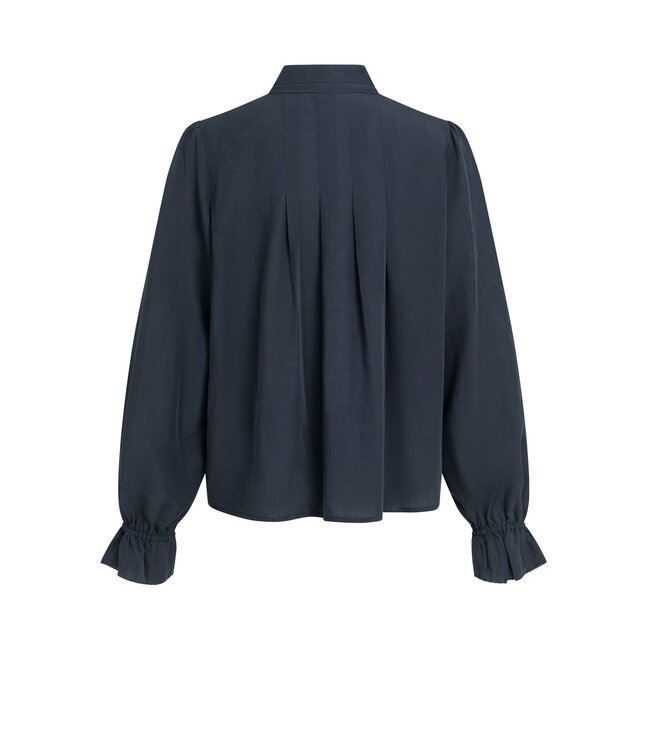YAYA Sheer pleated blouse - CAT BLACK