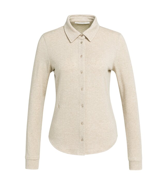 YAYA Jersey melange blouse - PURE CASHMERE GREY MELANGE