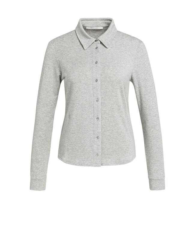 YAYA Jersey melange blouse - MEDIUM GREY MELANGE