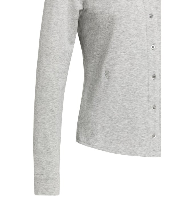 YAYA Jersey melange blouse - MEDIUM GREY MELANGE