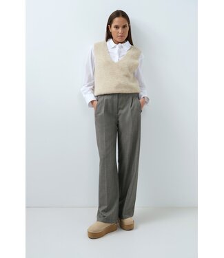 YAYA Woven wide leg check trousers with pleaths - HOLE BLACK DESSIN