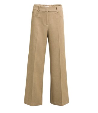 YAYA Woven mid waist straight leg trousers with seam details - OTTER BROWN MELANGE