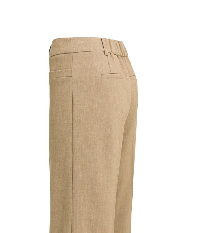 YAYA Woven mid waist straight leg trousers with seam details - OTTER BROWN MELANGE